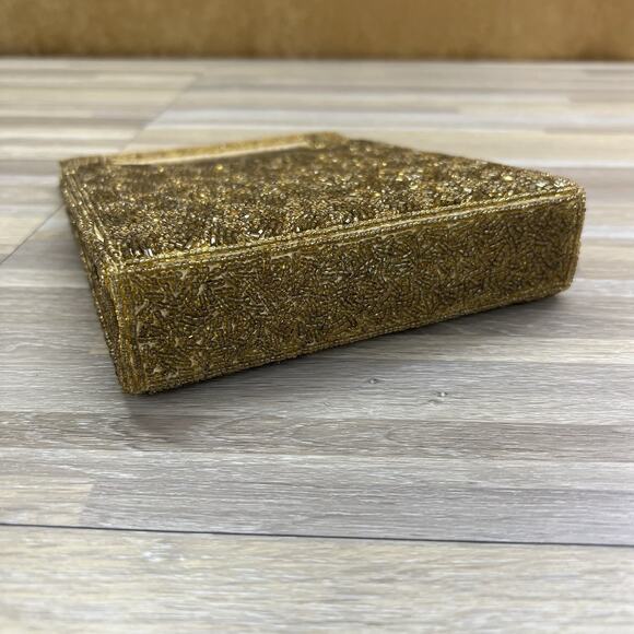 VTG Inge Christopher Indolink Gold Beaded Evening Bag Purse Clutch - 8S569 - Picture 4 of 8